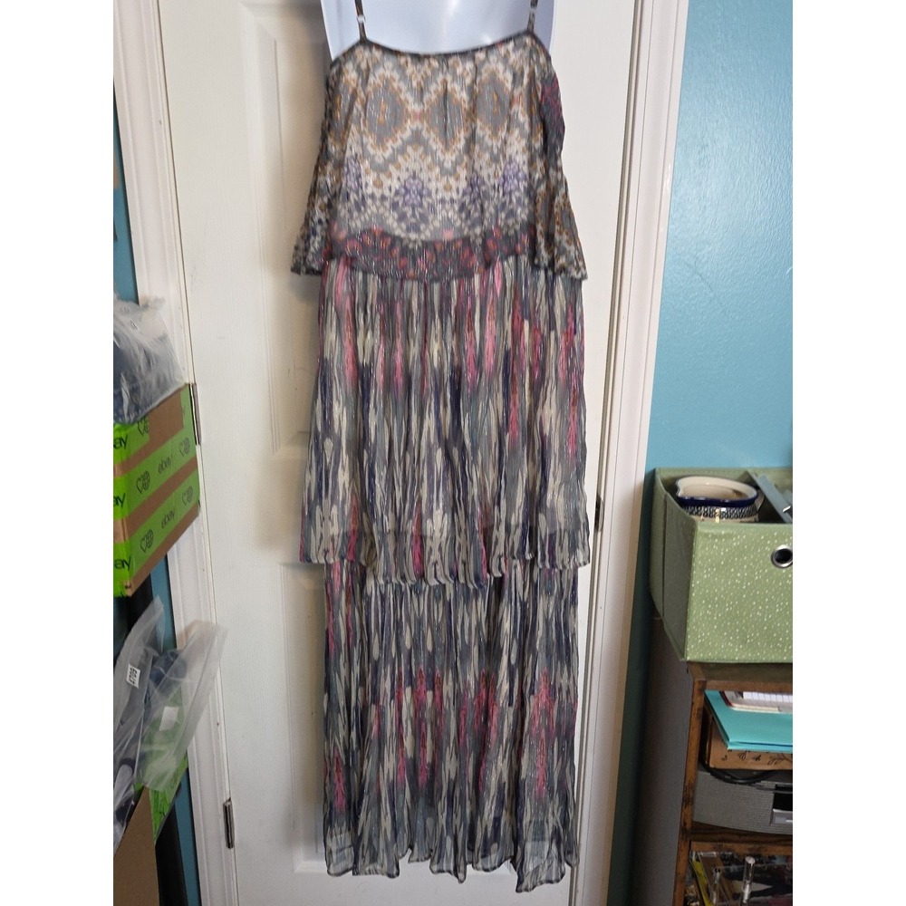 Anthropologie Josie Tiered Maxi Dress Sz 6 Meadow Rue Gypsy Boho Flowy Sparkle - Picture 8 of 14